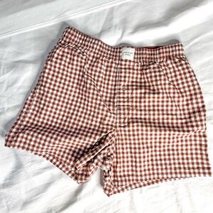 American Eagle Outfitters Gingham Boxer Shorts - Brown & White
